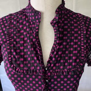 Black and pink polka dot blouse
